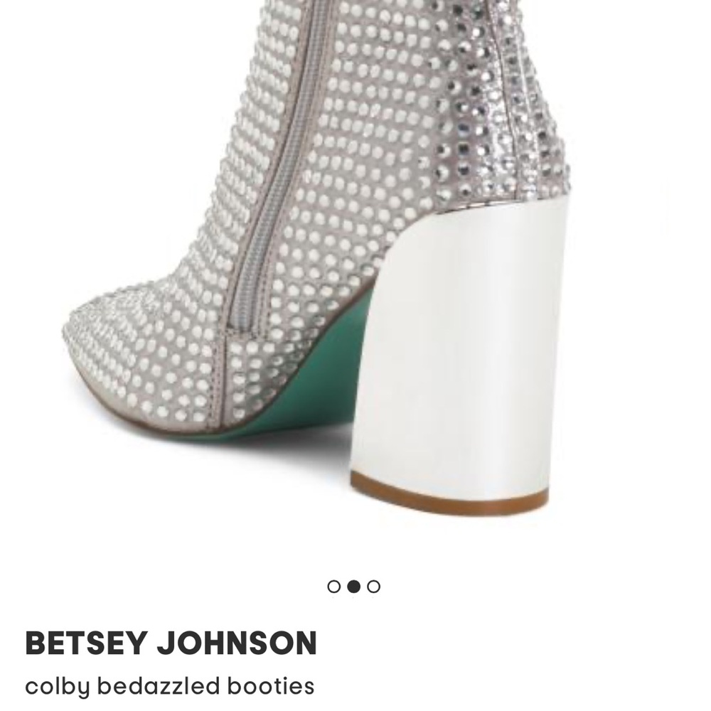Betsey Johnson Colby Bedazzled Glittering Silver Ankle Boots